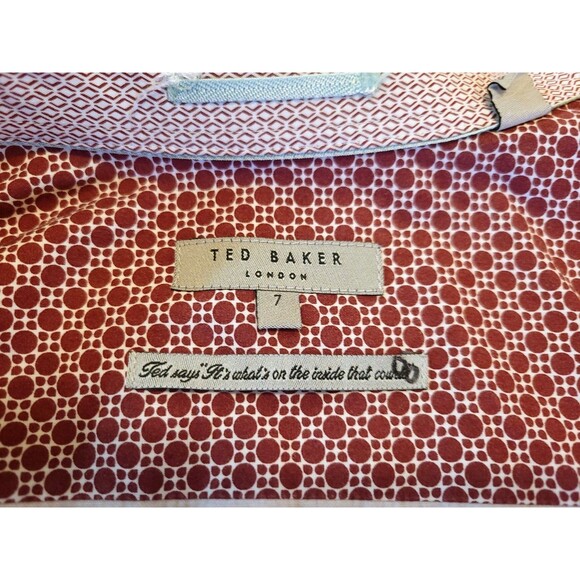 Ted Baker Shirt Mens 3XL 7 Pink 100% Cotton Flip Cuff Casual - Picture 3 of 8
